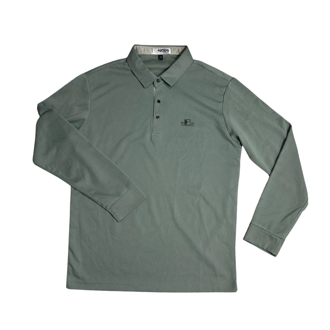 Tucano® Olive Green Long Sleeve Polo Shirt 🌿(M)