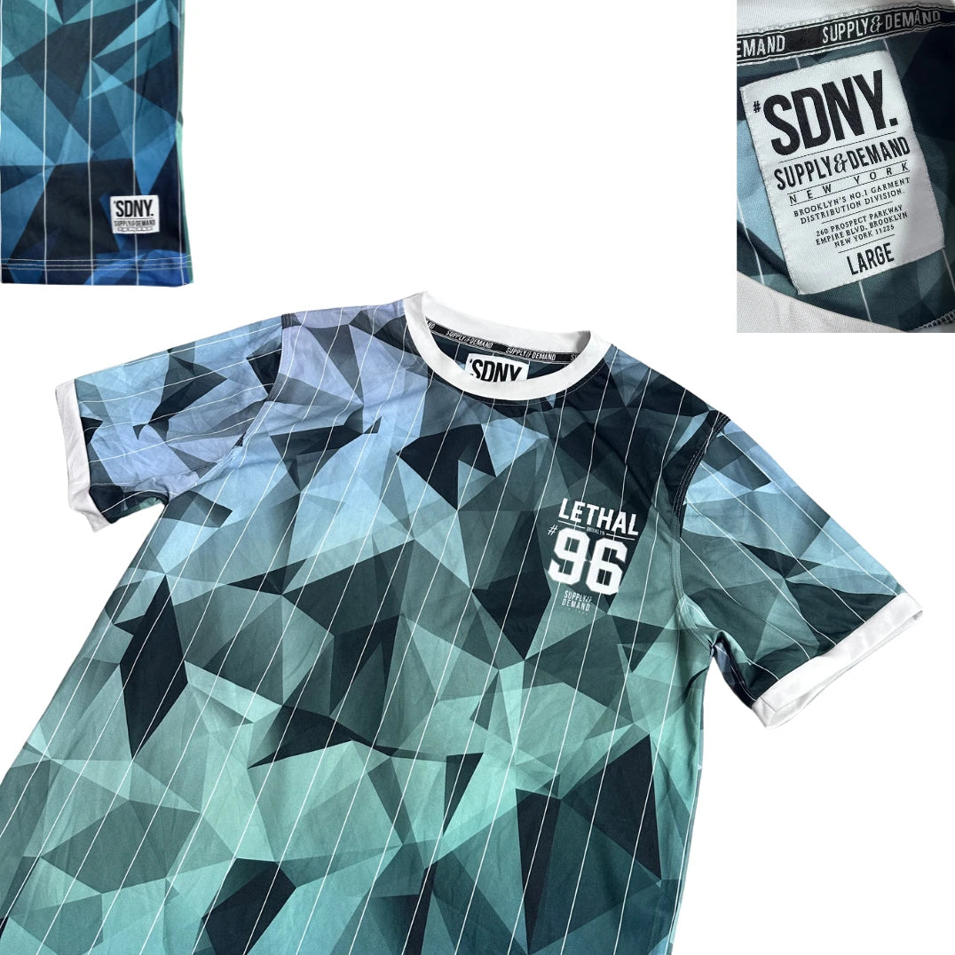 SDNY®Geometric Print “Lethal 96” Sports Tee(L)