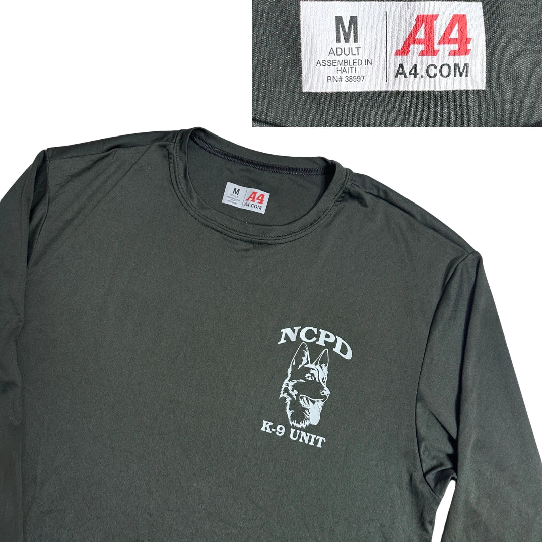 A4® NCPD K-9 Unit Long Sleeve Performance Tee 🐺🖤(M)