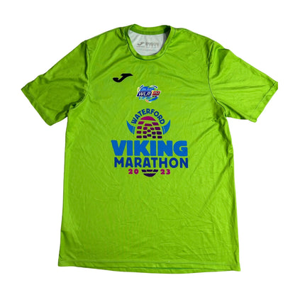 Joma neon green Waterford Viking marathon event sports t-shirt