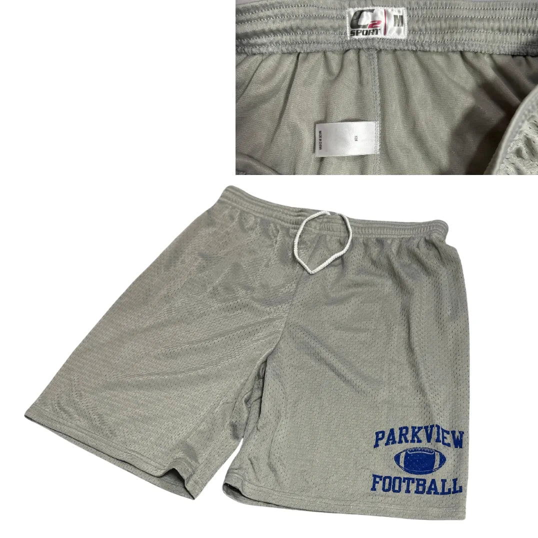 C2SPORT Grey Mesh Athletic Shorts with Parkview Football Print