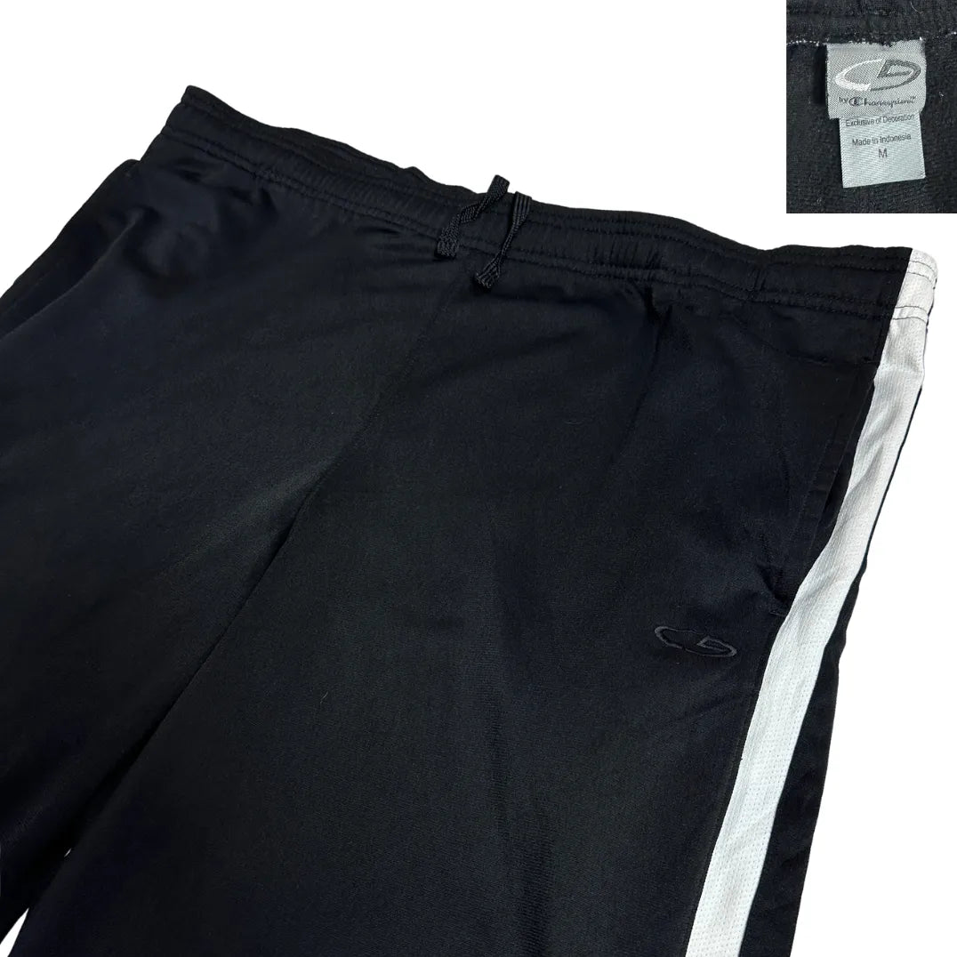 Champion Black Performance Track Pants with White Side Stripes