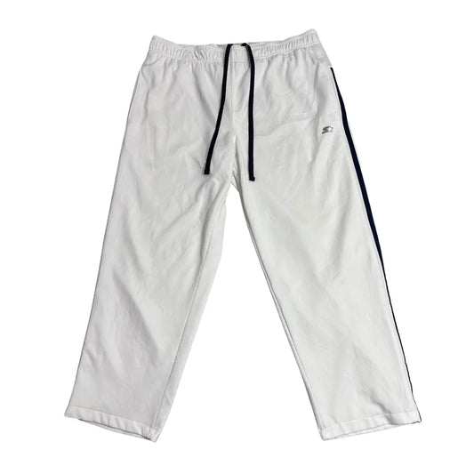 Starter White Track Pants with Navy Side Stripes