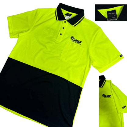 JB’s Wear Hi-Vis Lime & Black Workwear Polo Shirt 👷‍♂️🦺