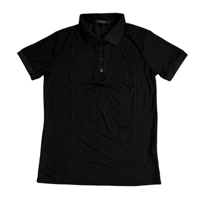 Black Ribbed Polo Shirt 👕