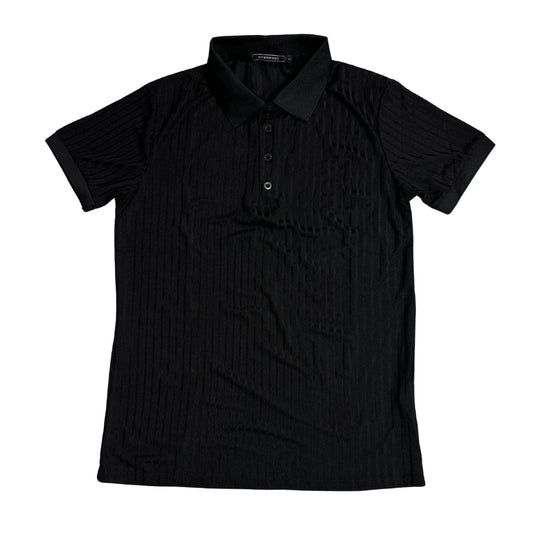 Black Ribbed Polo Shirt 👕
