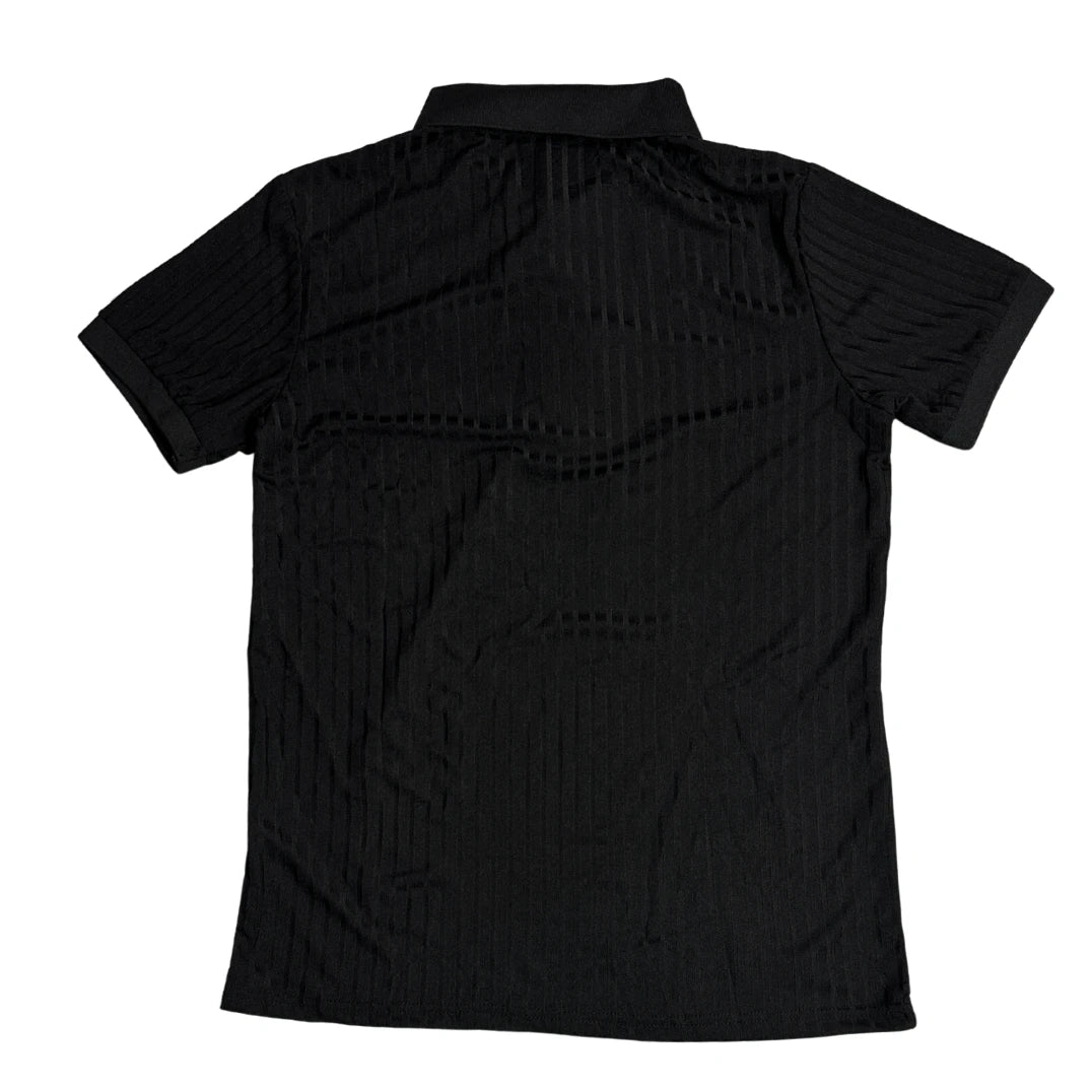 Black Ribbed Polo Shirt 👕