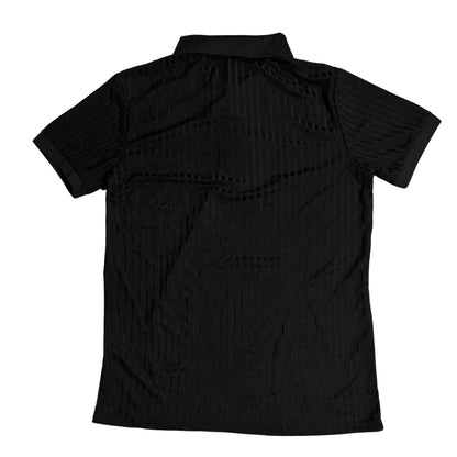 Black Ribbed Polo Shirt 👕