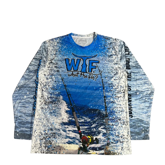 WTF What The Fin Performance Fishing Graphic Long Sleeve Tee