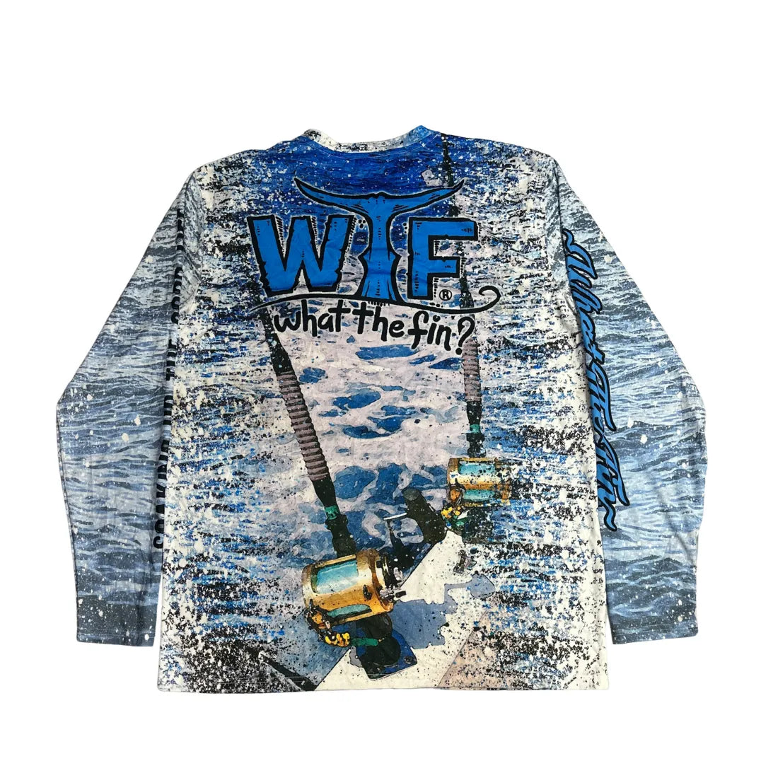 WTF What The Fin Performance Fishing Graphic Long Sleeve Tee