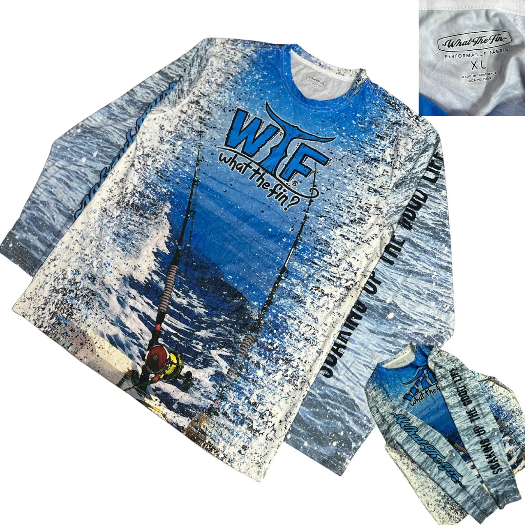WTF What The Fin Performance Fishing Graphic Long Sleeve Tee