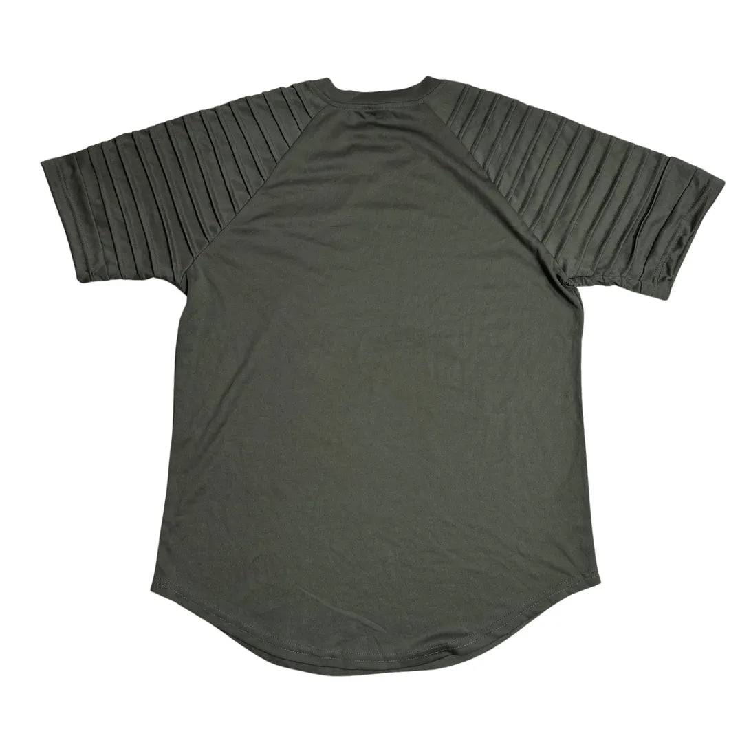 Olive Textured Sleeve Streetwear Tee 🌿
