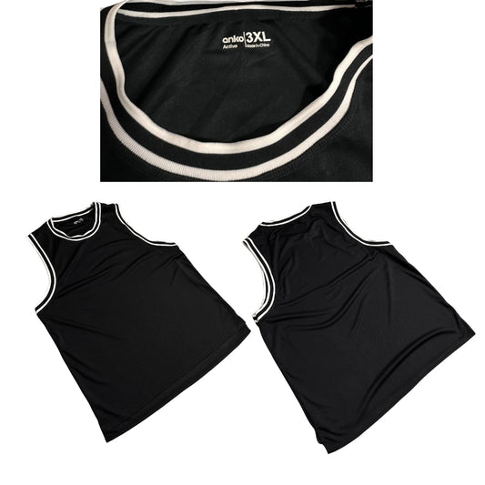 Anko Active Sleeveless Sports Tank Black White Trim 3XL 💪🔥