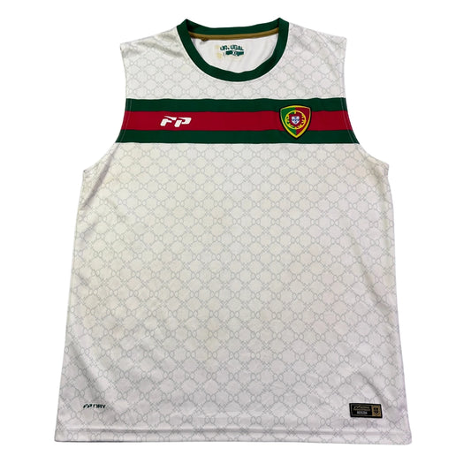 Portugal® White Sleeveless Football Jersey(XL)