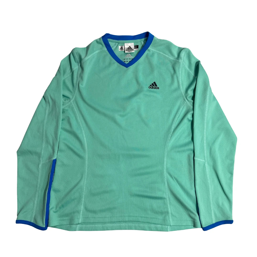 Adidas ClimaLite Long Sleeve V Neck Performance T Shirt 💚🏃‍♂️