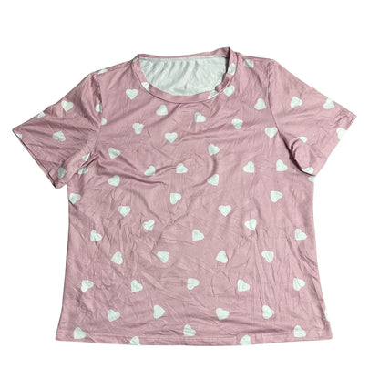Soft Pink Heart Print Casual T Shirt 💗✨