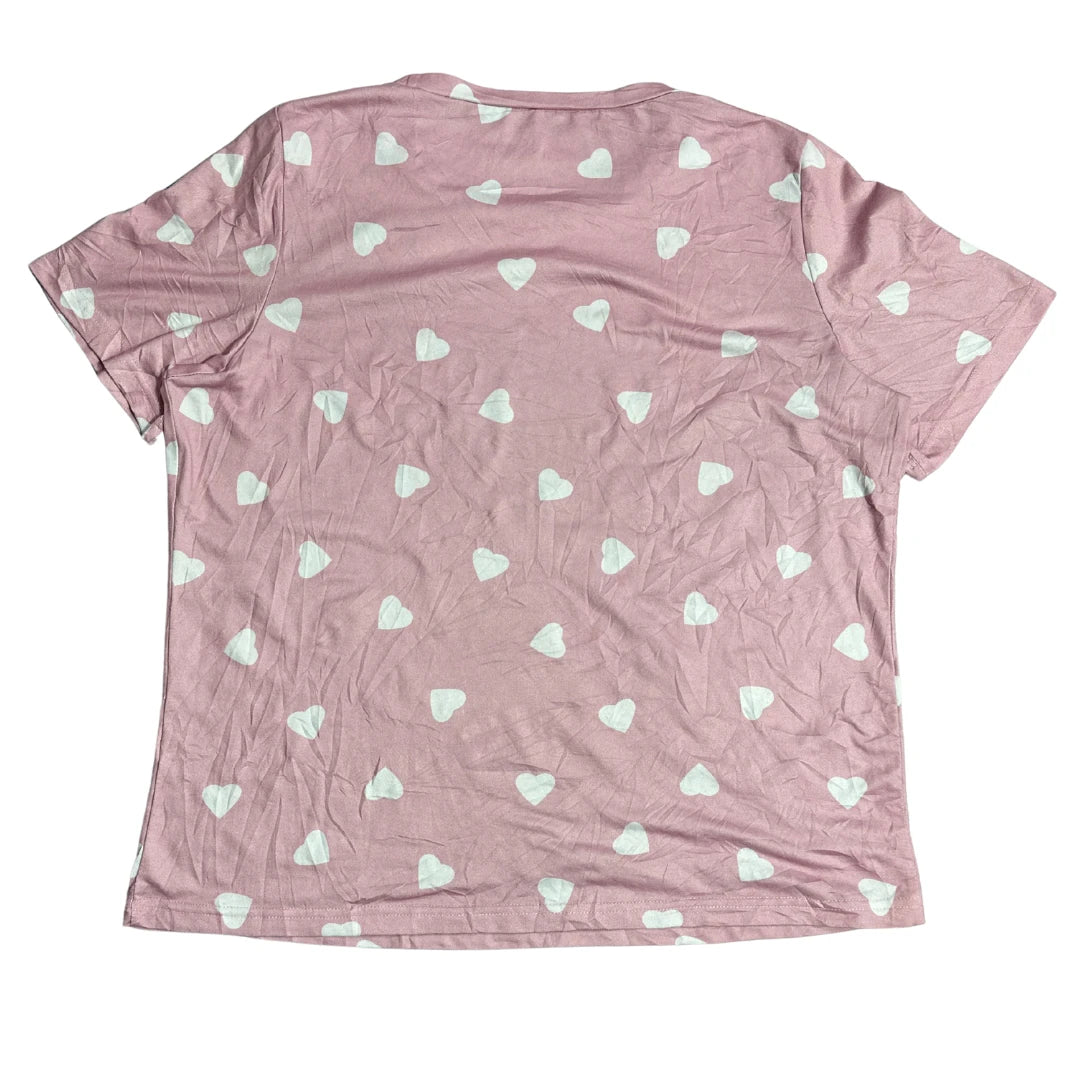 Soft Pink Heart Print Casual T Shirt 💗✨
