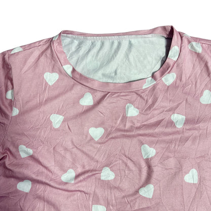 Soft Pink Heart Print Casual T Shirt 💗✨