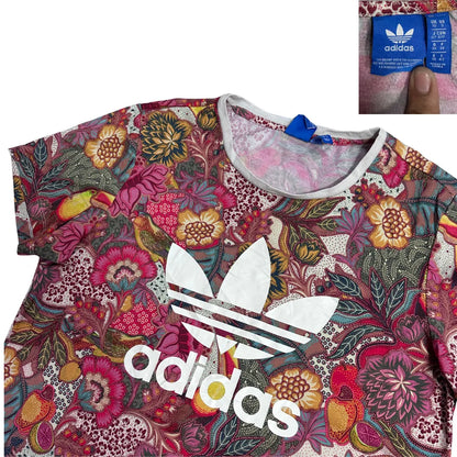 Adidas Originals Floral Print Trefoil T Shirt