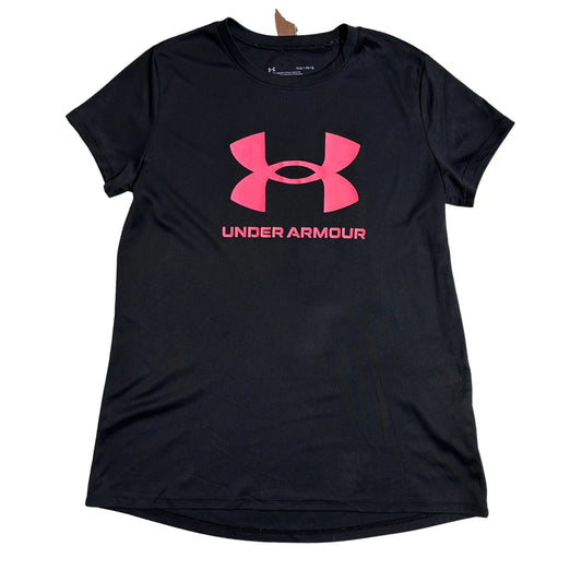 ⚫ Under Armour HeatGear T-Shirt (Black/Pink Logo) – YLG