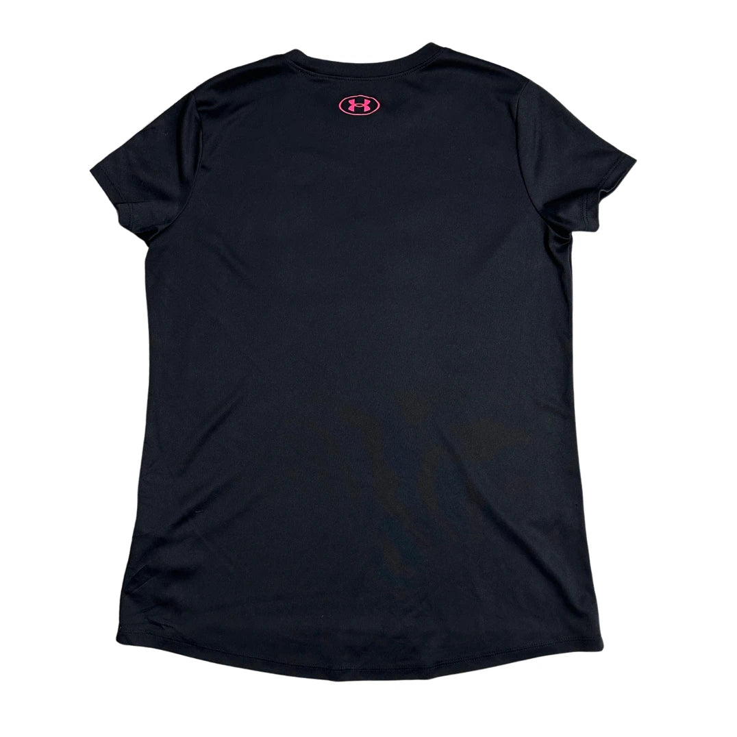⚫ Under Armour HeatGear T-Shirt (Black/Pink Logo) – YLG