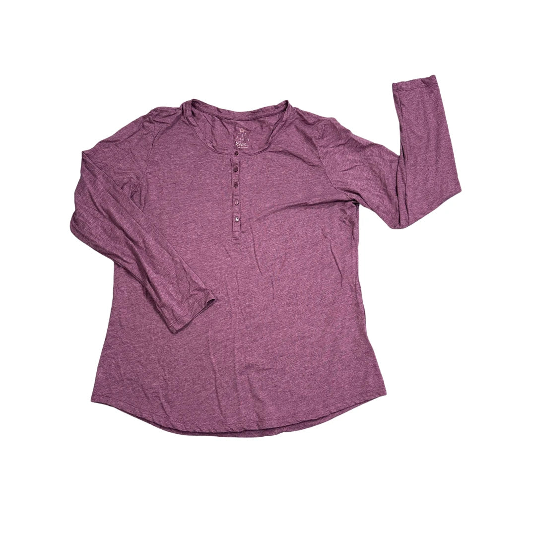 Tchibo® Heather Plum Long Sleeve Henley Top