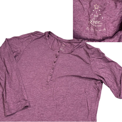 Tchibo® Heather Plum Long Sleeve Henley Top