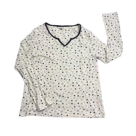 Queentex® White Star Print Long Sleeve Top(L)