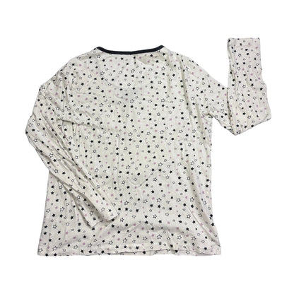 Queentex® White Star Print Long Sleeve Top(L)