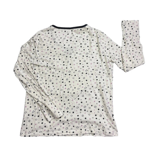 Queentex® White Star Print Long Sleeve Top(L)