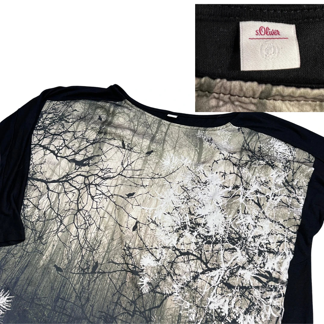 s.Oliver® Black Graphic 3/4 Sleeve Top