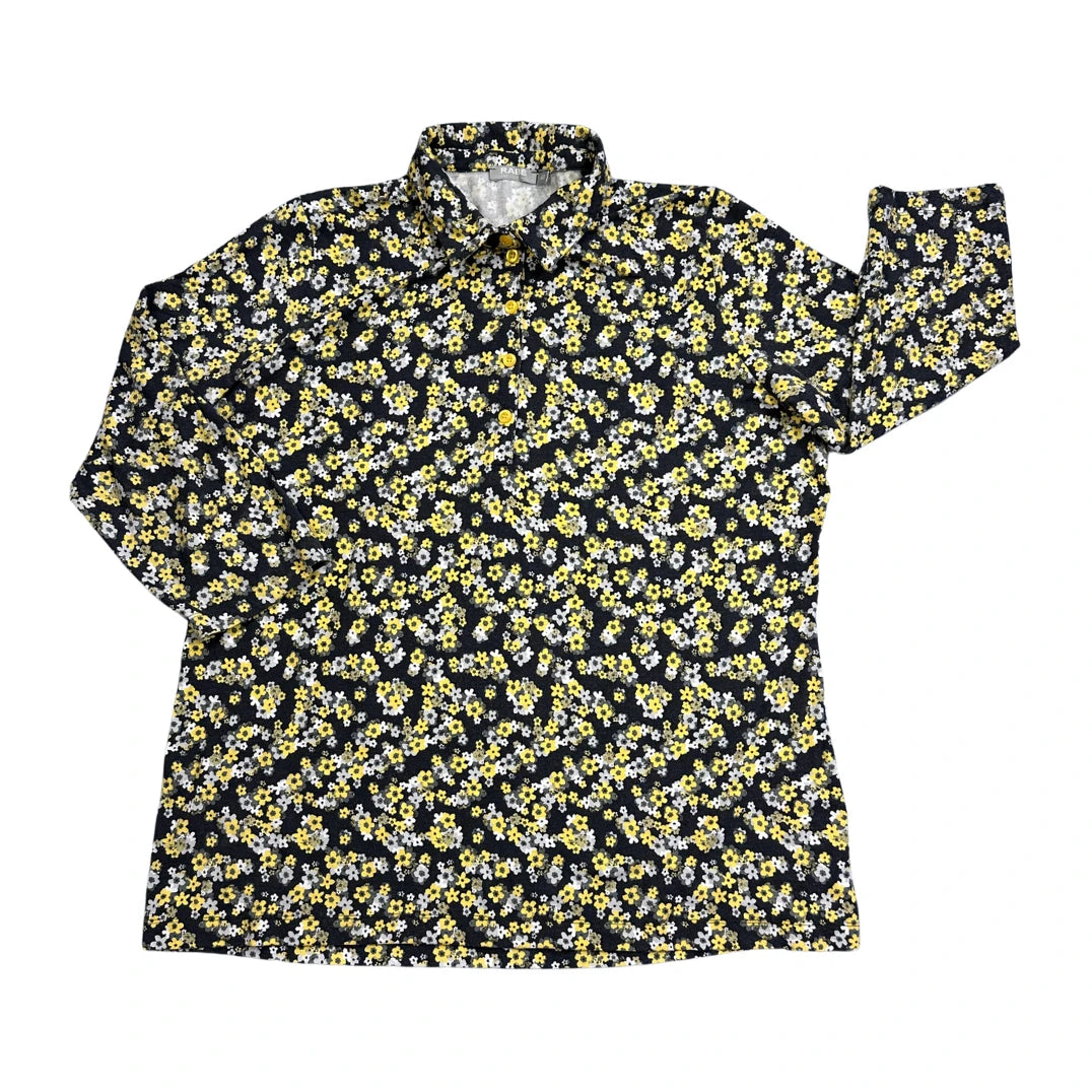 Rabe® Black Floral Button Polo Top