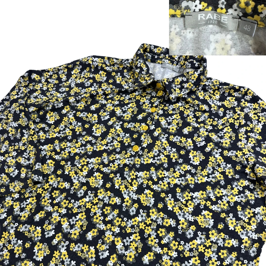 Rabe® Black Floral Button Polo Top