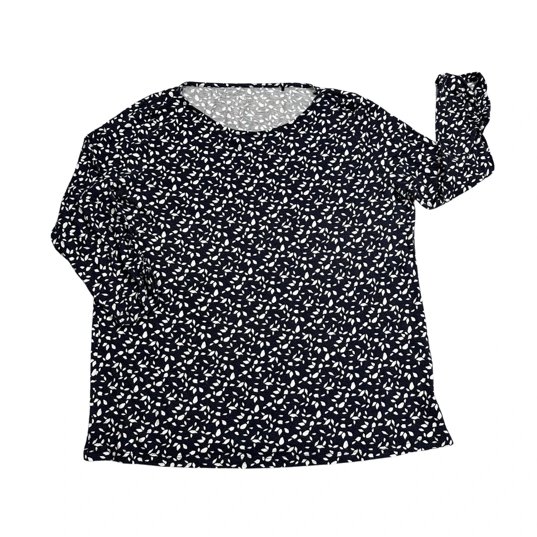 Navy Abstract Print Long Sleeve Top