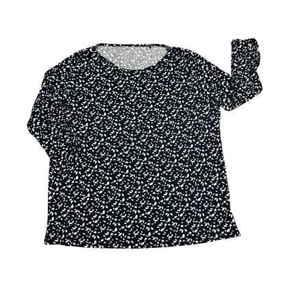 Navy Abstract Print Long Sleeve Top