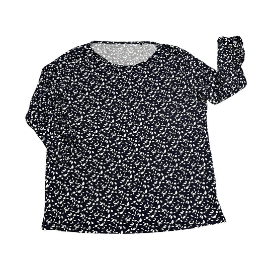 Navy Abstract Print Long Sleeve Top
