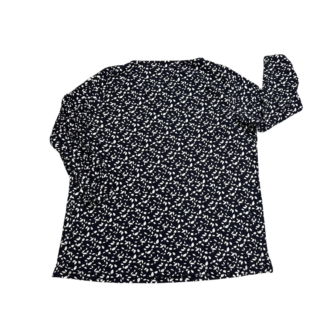 Navy Abstract Print Long Sleeve Top