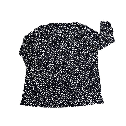 Navy Abstract Print Long Sleeve Top