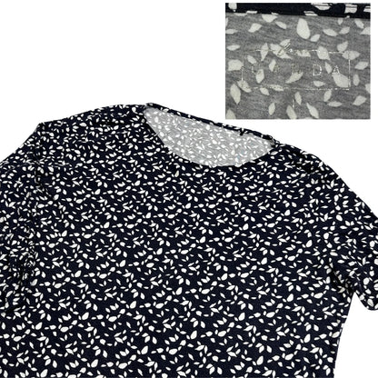 Navy Abstract Print Long Sleeve Top