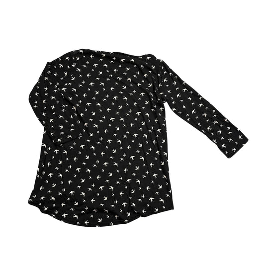 Gina® Black Bird Print Sequin Long Sleeve Top