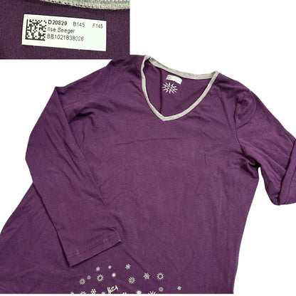 Purple Deer Print V-Neck Long Sleeve Top