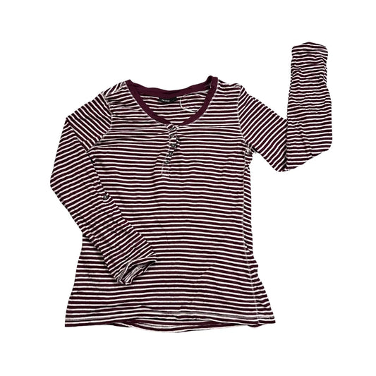 Janina® Burgundy Striped Long Sleeve Top