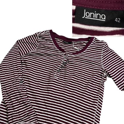Janina® Burgundy Striped Long Sleeve Top