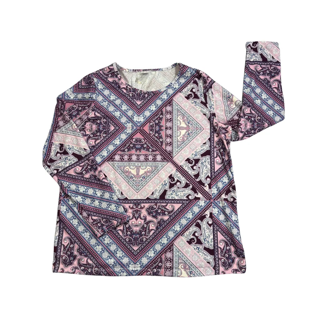 Pink Paisley Print Long Sleeve Top