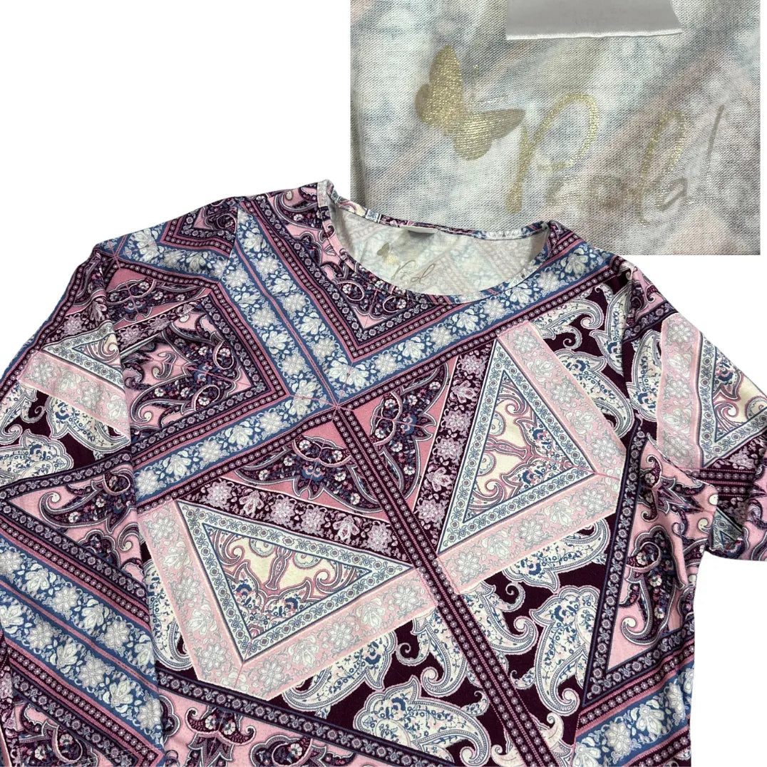 Pink Paisley Print Long Sleeve Top