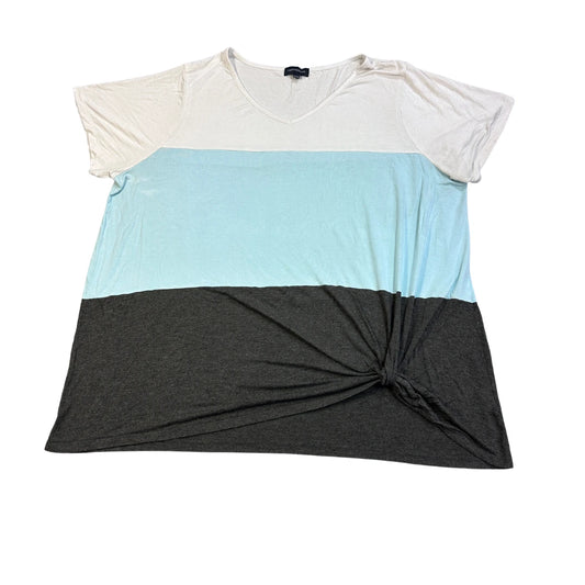 Warehouse One® White Blue Color Block Knot Detail T-Shirt