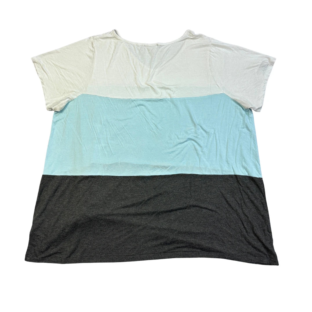 Warehouse One® White Blue Color Block Knot Detail T-Shirt
