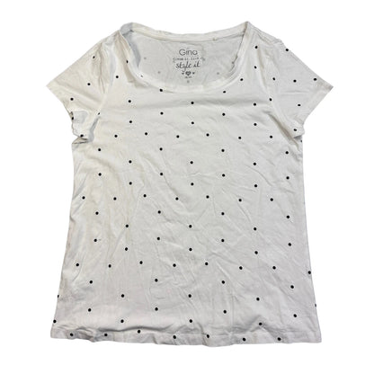 Gina® White Polka Dot Casual T-Shirt(M)
