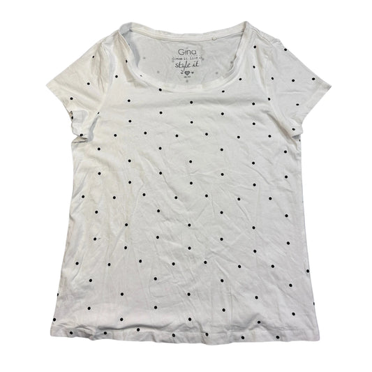 Gina® White Polka Dot Casual T-Shirt(M)