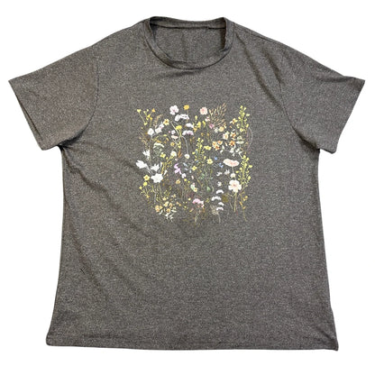 Grey Floral Graphic Casual T-Shirt